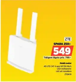 Power ZTE Mobil router ZTEK10 erbjuda