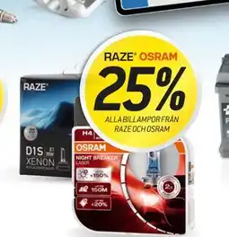 thansen 25% ALLA BILLAMPOR FRÅN RAZE OCH OSRAM erbjuda