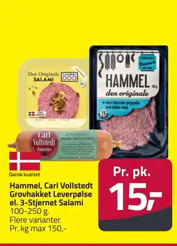 Fleggaard Hammel, Carl Vollstedt Grovhakket Leverpølse el. 3-Stjernet Salami erbjuda