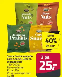Fleggaard Snack Foods Jalapeño, Corn Snacks, Beer el. Wasabi Nuts erbjuda