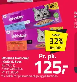 Fleggaard Whiskas Portioner i Gelé el. Sovs erbjuda