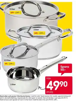 Rusta Kastruller och grytor från Rusta Home erbjuda