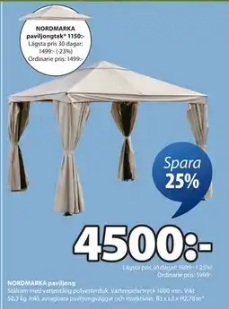 JYSK NORDMARKA paviljong erbjuda