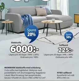 JYSK MOMMARK bäddsoffa med schäslong erbjuda