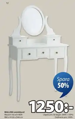 JYSK MALLING sminkbord erbjuda