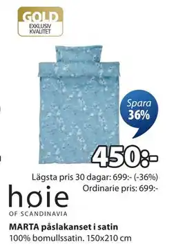 JYSK MARTA påslakanset i satin erbjuda