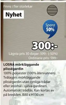 JYSK LOSNA mörkläggande plisségardin erbjuda