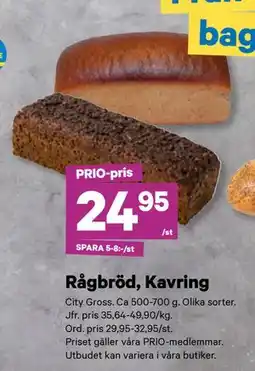 City Gross Rågbröd, Kavring, Pris i appen erbjuda