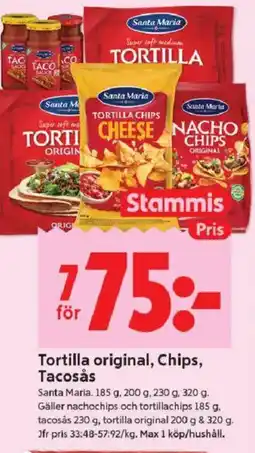 ICA Kvantum Santa Maria Tortilla original, Chips, Tacosås erbjuda