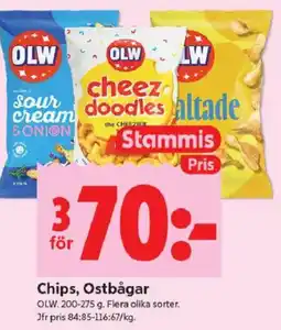 ICA Kvantum OLW Chips, Ostbågar erbjuda