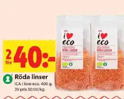 ICA Kvantum ICA Röda linser erbjuda