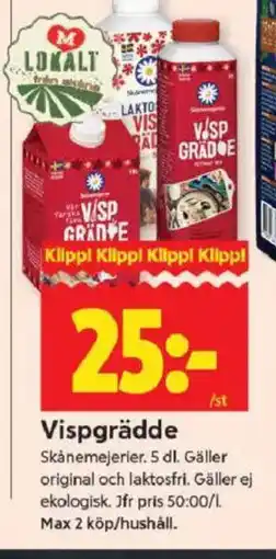 ICA Kvantum Skånemejerier Vispgrädde erbjuda