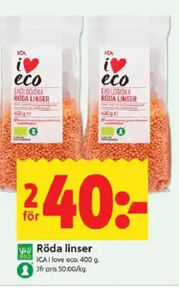 ICA Kvantum ICA Röda linser erbjuda