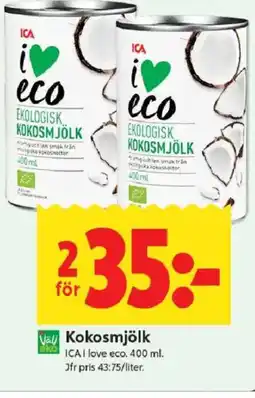 ICA Kvantum ICA Kokosmjölk erbjuda