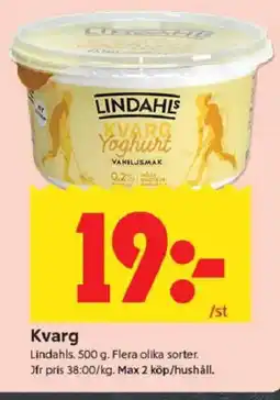 ICA Kvantum LINDAHLS Kvarg erbjuda