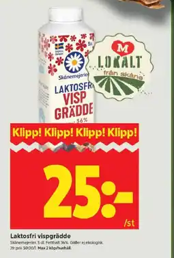 ICA Kvantum Skånemejerier Laktosfri vispgrädde erbjuda