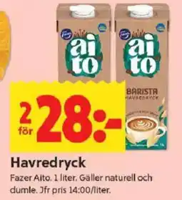 ICA Kvantum Fazer Aito Havredryck erbjuda