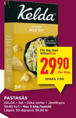 Willys KELDA Pastasås erbjuda