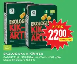 Willys GARANT Ekologiska kikärter erbjuda