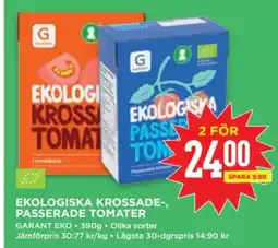 Willys GARANT Ekologiska krossade-, passerade tomater erbjuda