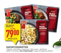 Willys FINDUS Enportionsrätter erbjuda