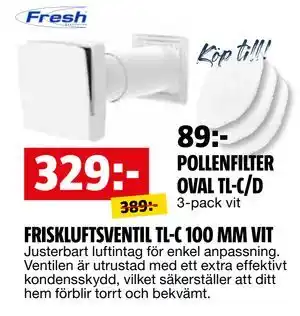 Bauhaus FRISKLUFTSVENTIL TL-C 100 MM VIT erbjuda