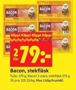 ICA Kvantum Bacon, stekfläsk erbjuda