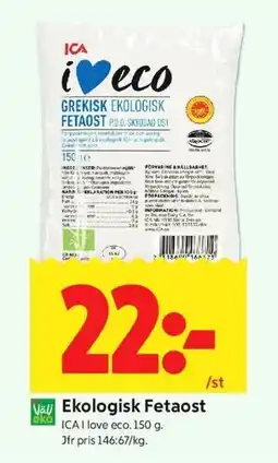 ICA Kvantum Ekologisk Fetaost erbjuda
