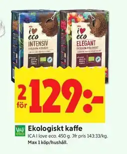 ICA Kvantum Ekologiskt kaffe erbjuda