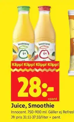 ICA Kvantum Juice, Smoothie erbjuda