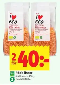 ICA Kvantum Röda linser erbjuda