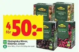 ICA Kvantum Ekologiska Bönor, Kikärtor, Linser erbjuda