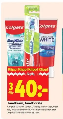 ICA Kvantum Tandkräm, tandborste erbjuda