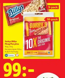 Lidl Gorbys/billys pirog/pan pizza erbjuda