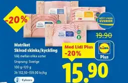 Lidl MATRIKET Skivad skinka/kyckling erbjuda