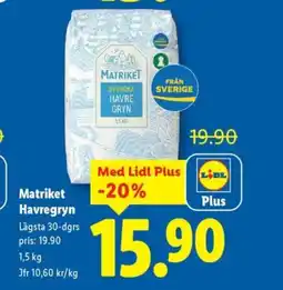 Lidl MATRIKET Havregryn erbjuda