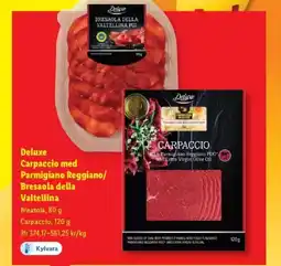 Lidl DELUXE Carpaccio med parmigiano reggiano/ bresaola della valtellina erbjuda