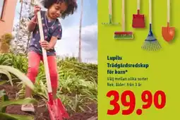 Lidl Lupilu trädgårdsredskap för barn erbjuda