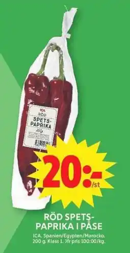 ICA Maxi ICA Röd spets- paprika i påse erbjuda