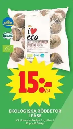 ICA Maxi ICA Ekologiska rödbetor i påse erbjuda