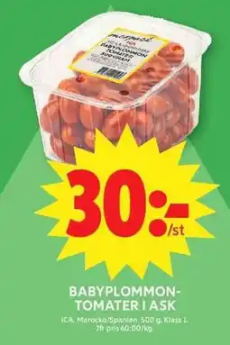 ICA Maxi ICA Babyplommon- tomater i ask erbjuda