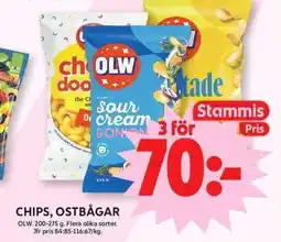 ICA Maxi OLW Chips, ostbågar erbjuda