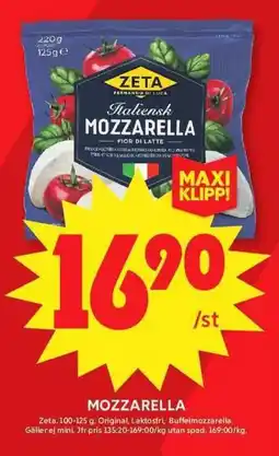 ICA Maxi ZETA Mozzarella erbjuda