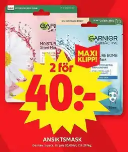 ICA Maxi GARNIER Ansiktsmask erbjuda
