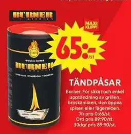 ICA Maxi BURNER Tändpåsar erbjuda