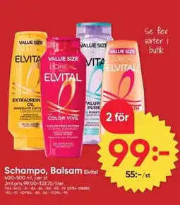 DollarStore ELVITAL Schampo, balsam erbjuda