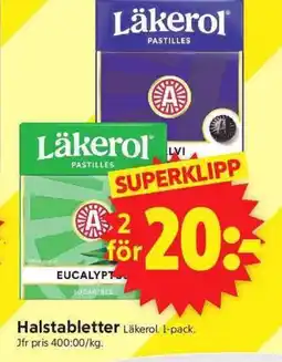 ICA Supermarket LÄKEROL Halstabletter erbjuda
