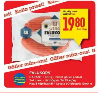 Willys Falukorv erbjuda