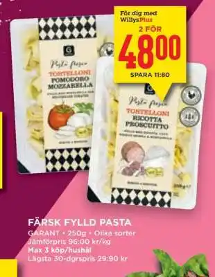 Willys Färsk fylld pasta erbjuda