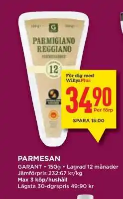 Willys PARMESAN erbjuda